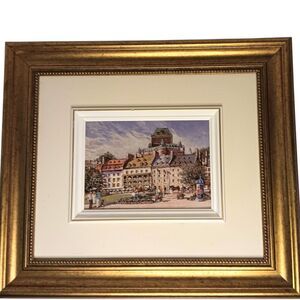 Inge Claussen Place De Paris - Quebec Textured Print Matted W/ Gold Frame 15x13